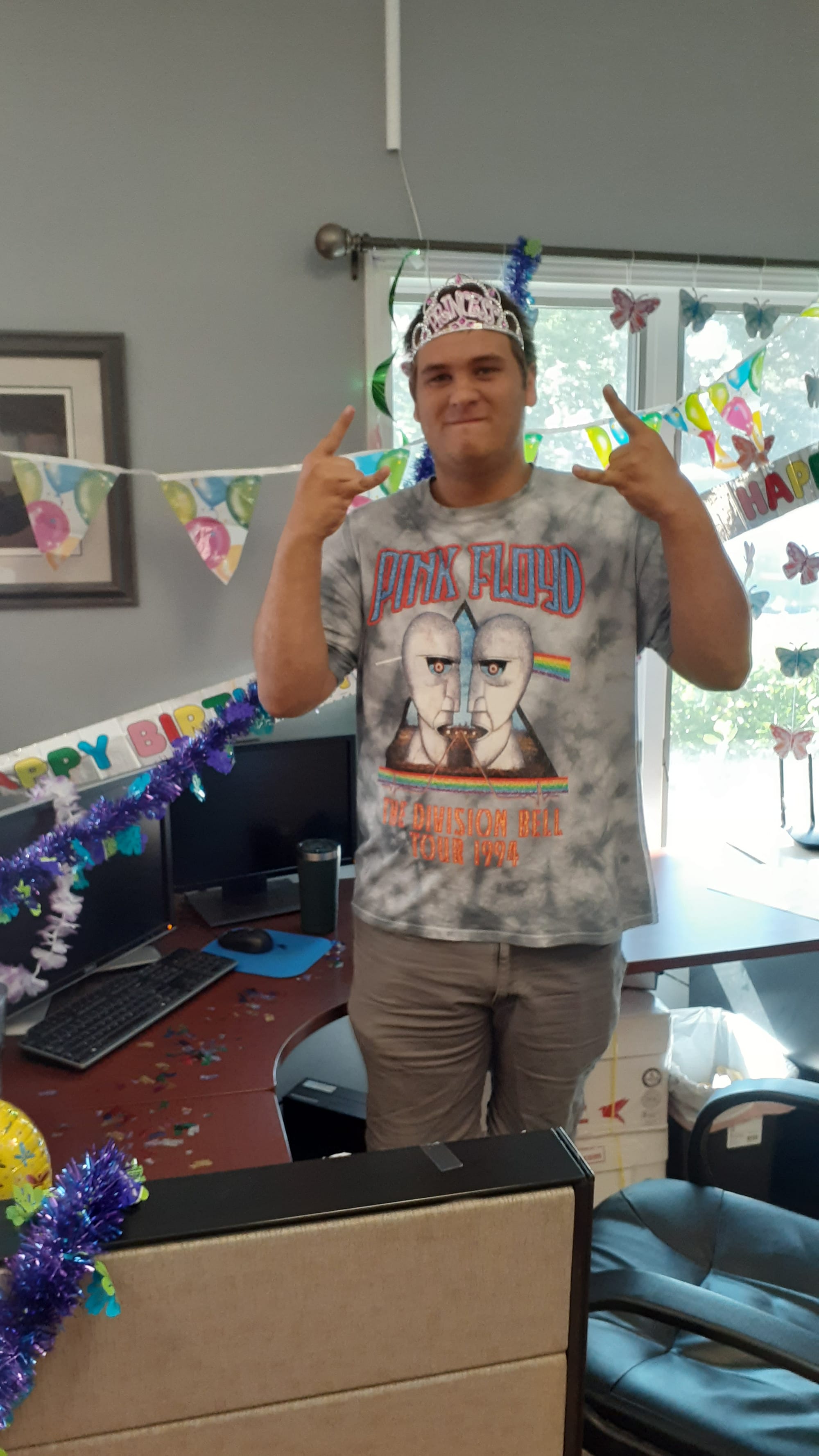 Kyle at His Desk, Decorated for His 21st Birthday - 7/29/2020